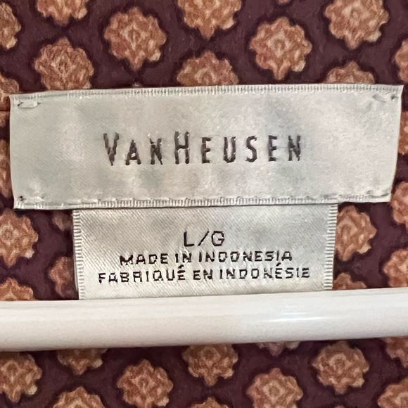 Van Heusen Blouse Top Roll Tab Sleeve Chest Pocket Pullover Floral Brown Large - Picture 4 of 5